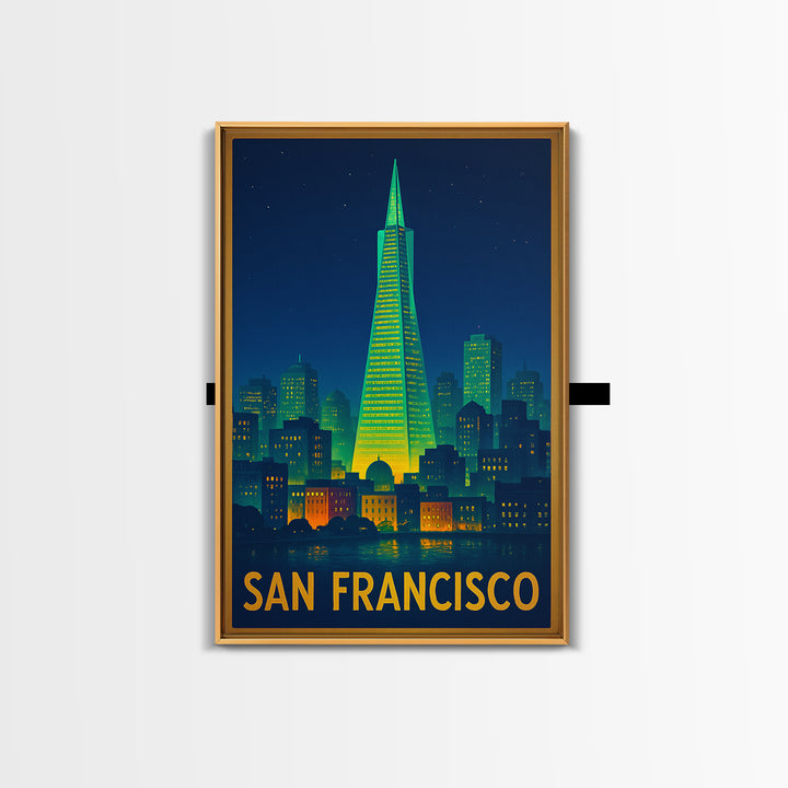 San Francisco California Travel Poster, Canvas Print, Retro Neon Travel Art, San Francisco Travel Art, Travel Poster Art, Travel Wall Decor