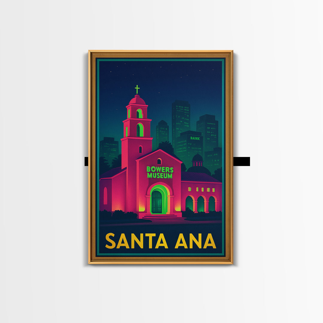 Santa Ana California Travel Poster, Canvas Print, Cyberpunk Style City Art, Santa Ana City Art, Fine Art Print, Wall Art, City Art Print