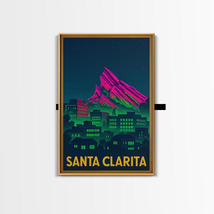 Santa Clarita California Travel Poster, Canvas Print, Electric Night Poster Art, Santa Clarita Art Print, Fine Art Print, City Art Print