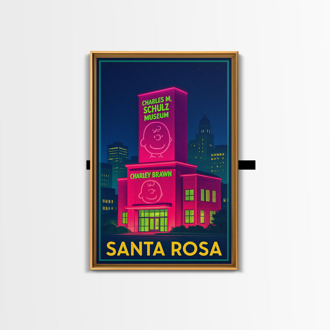 Santa Rosa California Travel Poster, Canvas Print, Electric Night Poster Art, Santa Rosa Poster Print, City Art Print, Vintage City Art