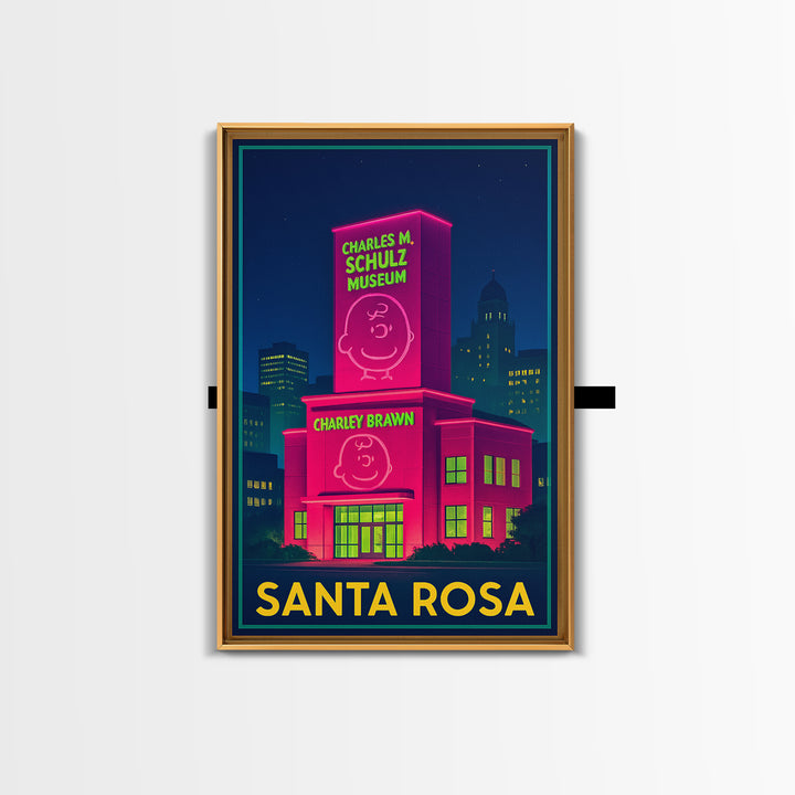 Santa Rosa California Travel Poster, Canvas Print, Electric Night Poster Art, Santa Rosa Poster Print, City Art Print, Vintage City Art