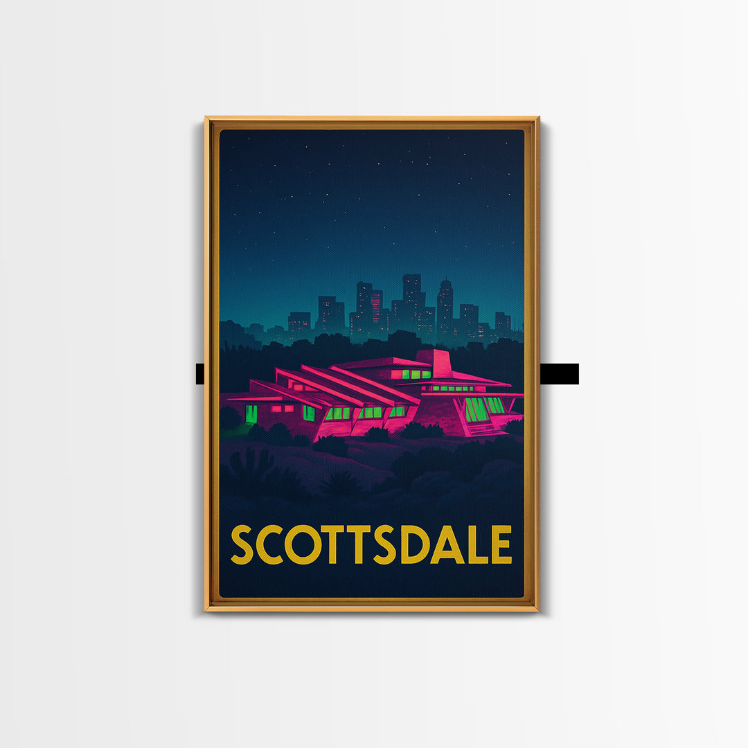 Scottsdale Arizona Travel Poster, Canvas Print, Neon Downtown Skyline Wall Art, Scottsdale Print, Art Print, Art Print, Wanderlust Decor