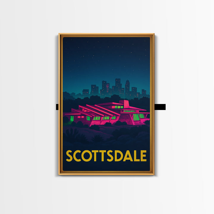 Scottsdale Arizona Travel Poster, Canvas Print, Neon Downtown Skyline Wall Art, Scottsdale Print, Art Print, Art Print, Wanderlust Decor