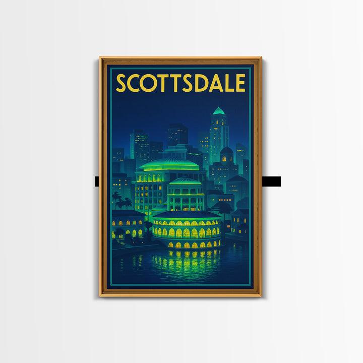 Scottsdale Travel Poster, Canvas Print, Electric Night Poster Art, Scottsdale Poster Print, Travel Wall Decor, Wanderlust Decor