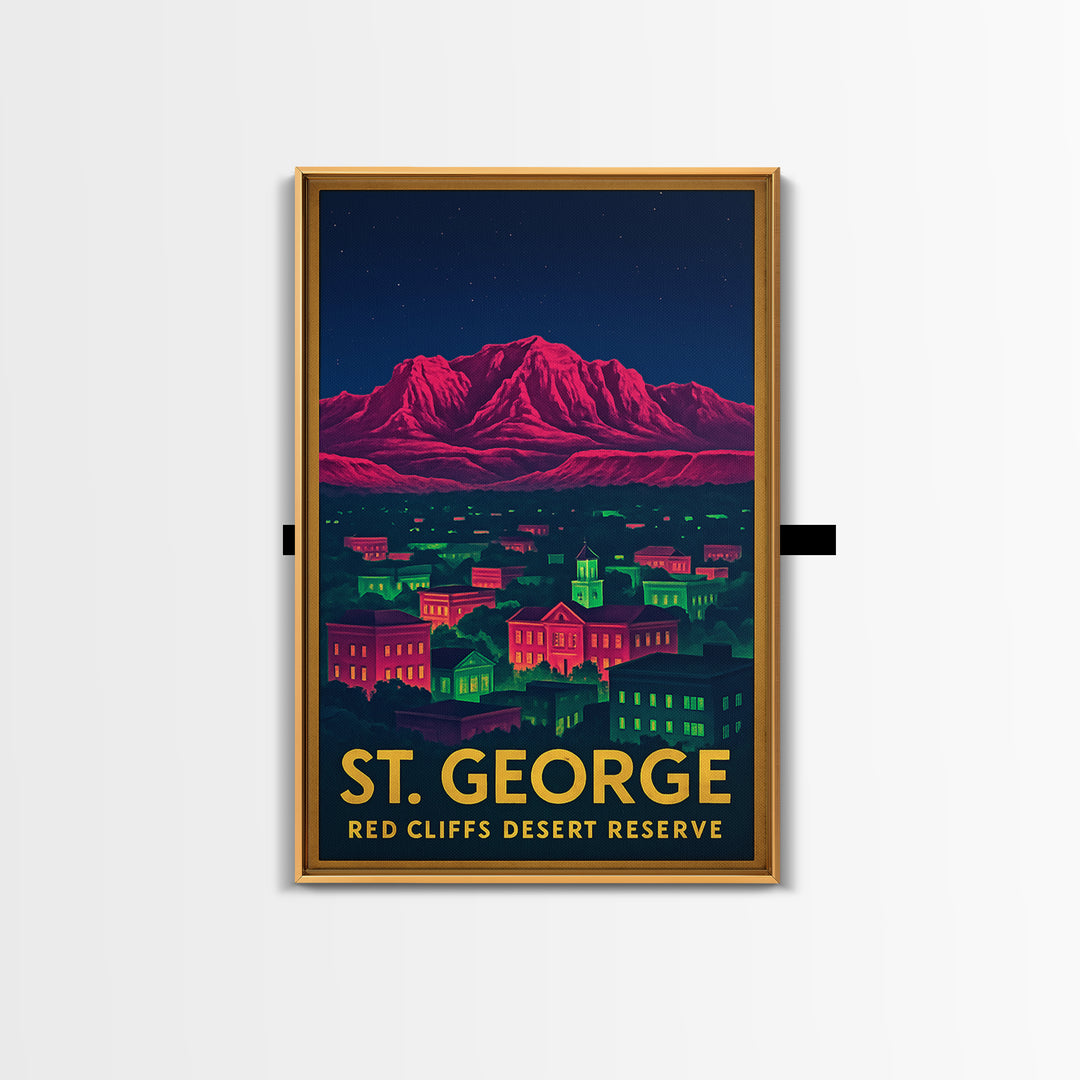 St George Utah Travel Poster, Canvas Print, Cyberpunk Style City Art, St George Art Print, Travel Art Print, Art Print, City Travel Prints