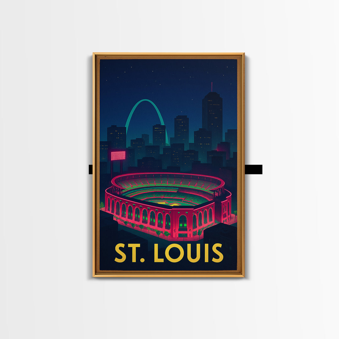 St Louis Missouri Travel Poster, Framed Canvas Print, Cyberpunk Style City Art, St Louis Travel Art, Fine Art Print, City Travel Prints