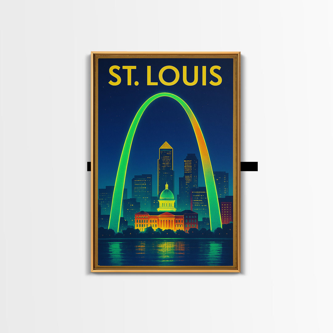 St Louis Travel Poster, Canvas Print, Electric Night Poster Art, St Louis City Art, Retro Travel Print, Travel Wall Art, Fine Art Print