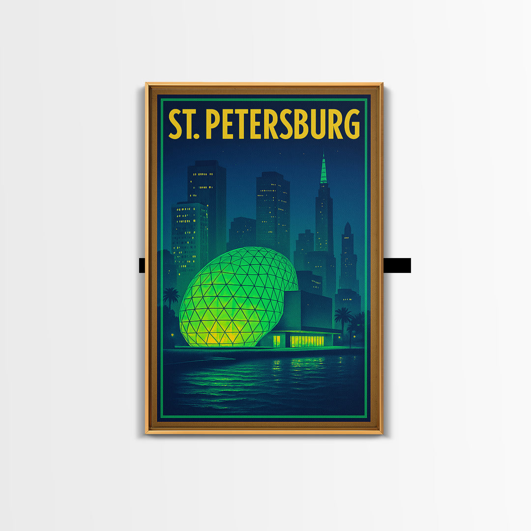St Petersburg Travel Poster, Framed Canvas Print, Cyberpunk Style City Art, St Petersburg Wall Art, Fine Art Print, City Travel Prints