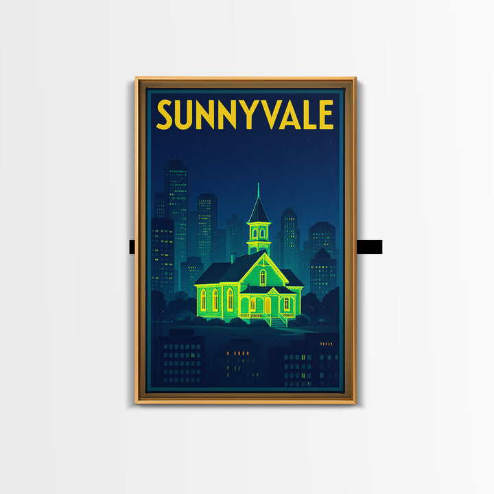 Sunnyvale Travel Poster, Canvas Print, Cyberpunk Style City Art, Sunnyvale Travel Art, Gift For Travelers, Home Office Decor, Wall Art