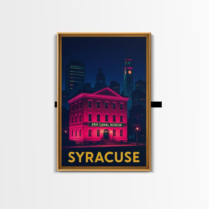 Syracuse New York Travel Poster, Canvas Print, Electric Night Poster Art, Syracuse Art Print, Travel Art Print, Office Decor, Skyline Art