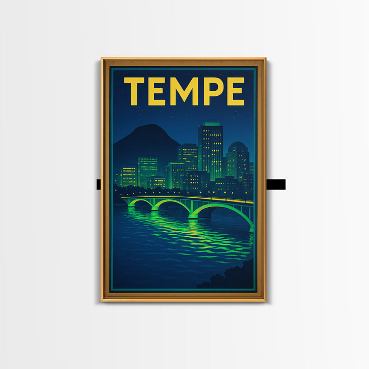 Tempe Travel Poster, Canvas Print, Cyberpunk Style City Art, Tempe Poster Print, City Travel Prints, Mid Century Wall Art, Travel Wall Art