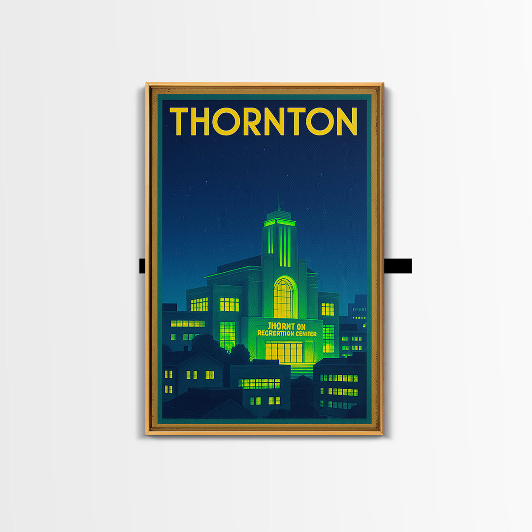 Thornton Travel Poster, Framed Canvas Print, Cyberpunk Style City Art, Thornton Wall Art, Travel Art Print, Wanderlust Decor, Design 2