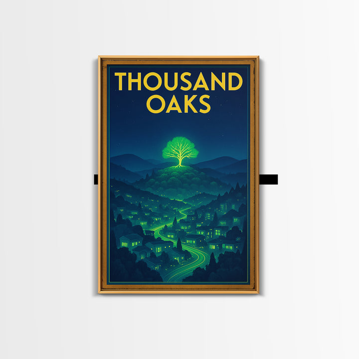 Thousand Oaks Travel Poster, Canvas Print, Electric Night Poster Art, Thousand Oaks Wall Art, Travel Poster Art, City Art Print