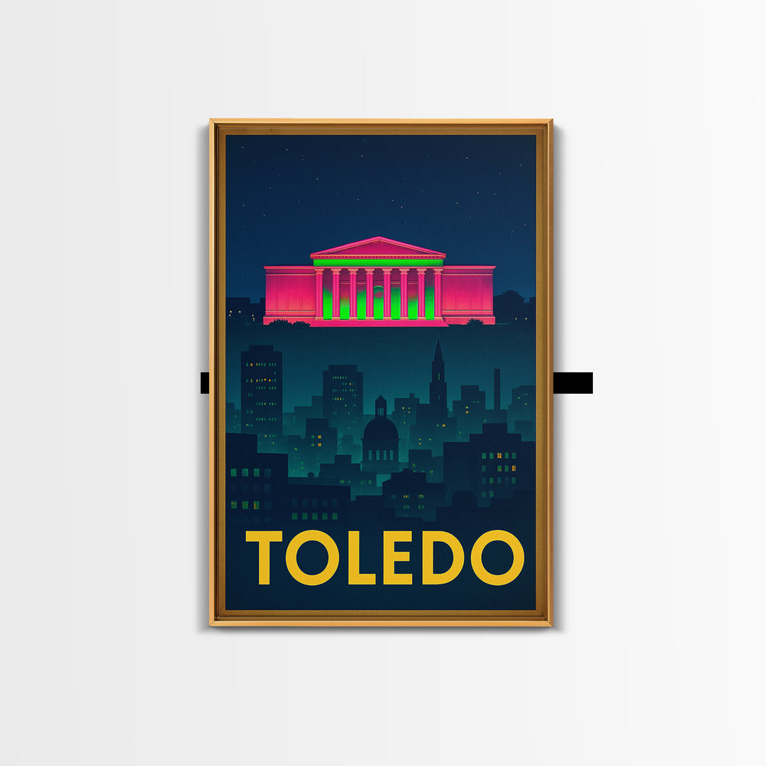 Toledo Ohio Travel Poster, Canvas Print, Cyberpunk Style City Art, Toledo Poster Print, Wanderlust Decor, Retro Travel Print, Wall Decor