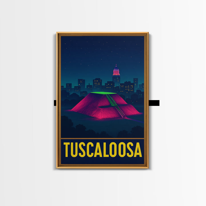 Tuscaloosa Alabama Travel Poster, Canvas Print, Neon Urban Skyline Wall Art, Tuscaloosa Poster Print, Travel Poster Set, Wall Art