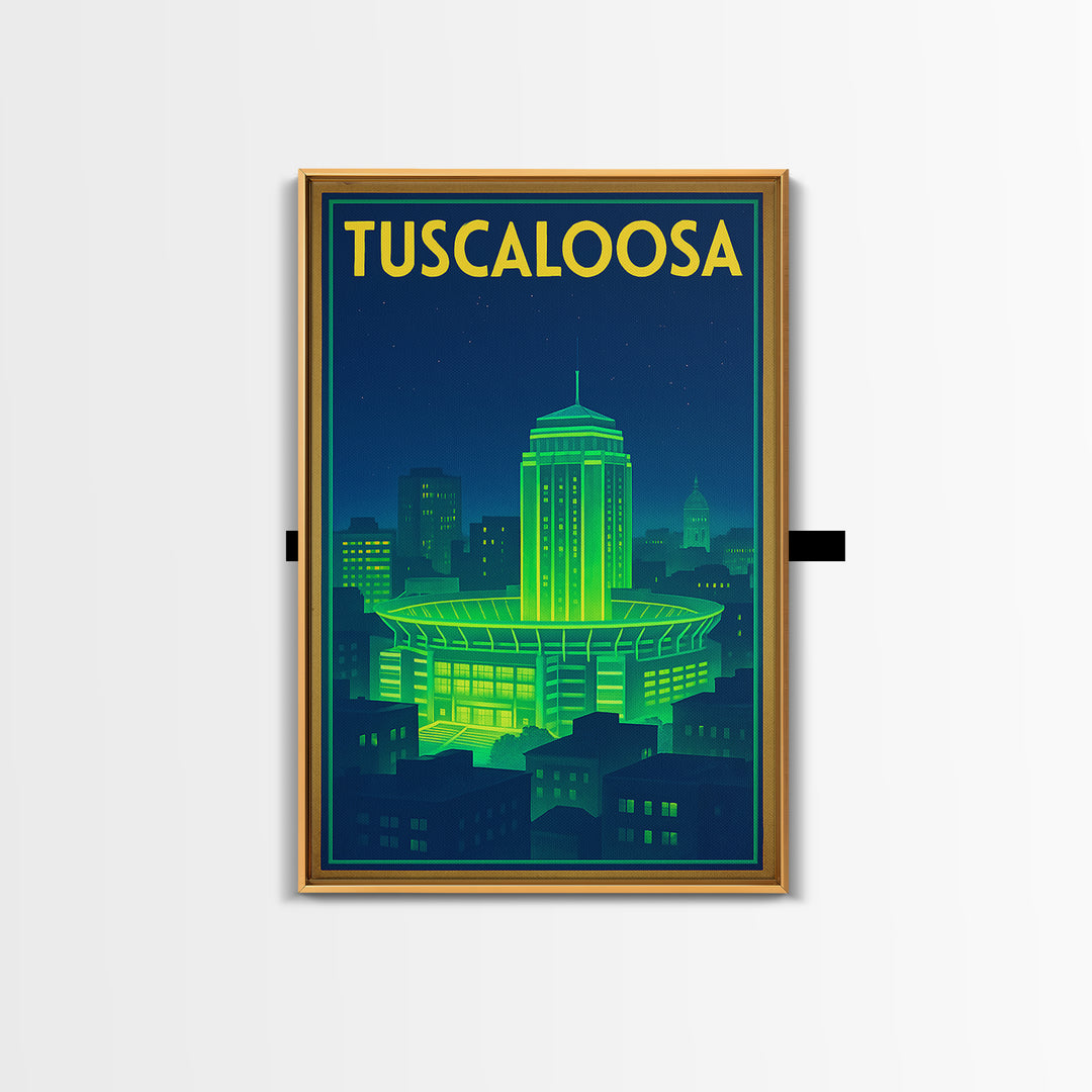 Tuscaloosa Travel Poster, Canvas Print, Electric Night Poster Art, Tuscaloosa Travel Art, Retro Travel Print, Living Room Wall Art