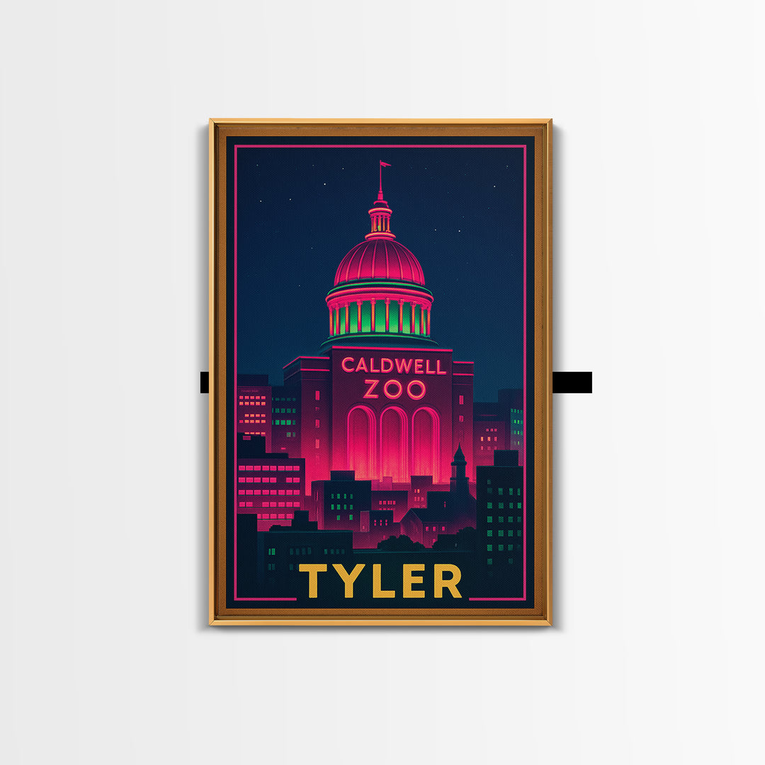 Tyler Texas Travel Poster, Canvas Print, Cyberpunk Style City Art, Tyler Art Print, Modern Wall Decor, Gift For Travelers, Travel Wall Art
