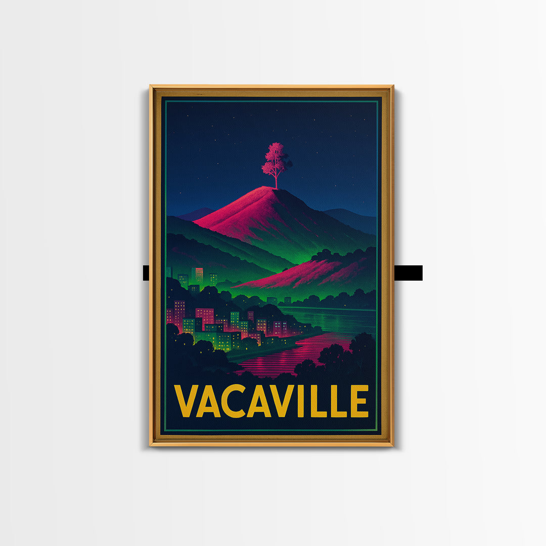 Vacaville California Travel Poster, Canvas Print, Cyberpunk Style City Art, Vacaville City Art, Travel Poster Art, Watercolor Skyline Art