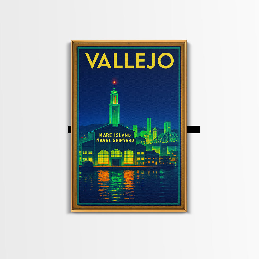 Vallejo Travel Poster, Canvas Print, Cyberpunk Style City Art, Vallejo City Art, Retro Travel Print, Gift For Travelers, Travel Wall Decor