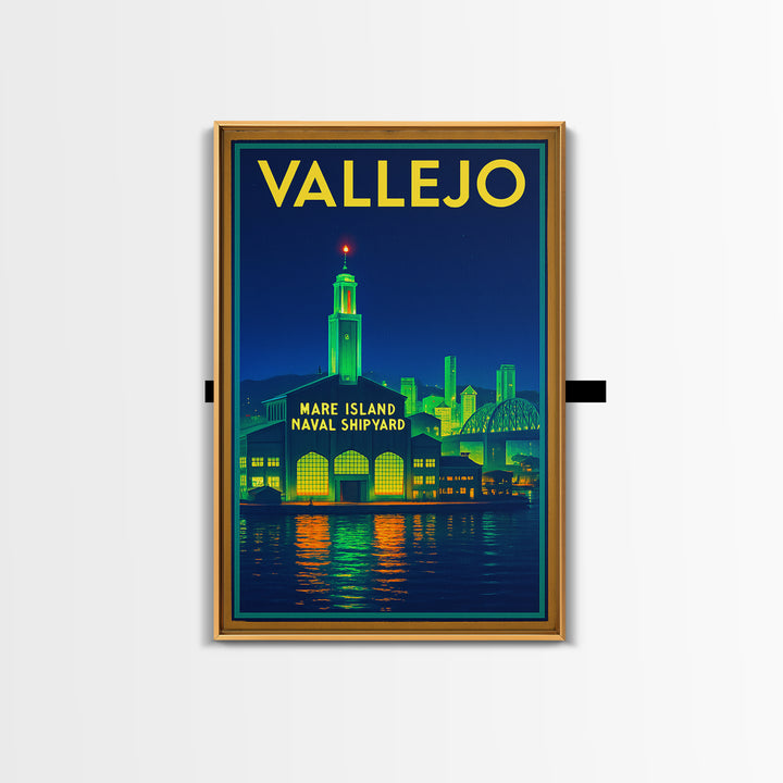 Vallejo Travel Poster, Canvas Print, Cyberpunk Style City Art, Vallejo City Art, Retro Travel Print, Gift For Travelers, Travel Wall Decor