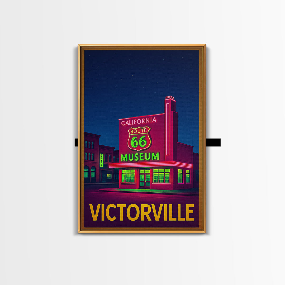 Victorville California Travel Poster, Canvas Print, Retro Neon Travel Art, Victorville City Art, Fine Art Print, Wall Decor, Travel Art
