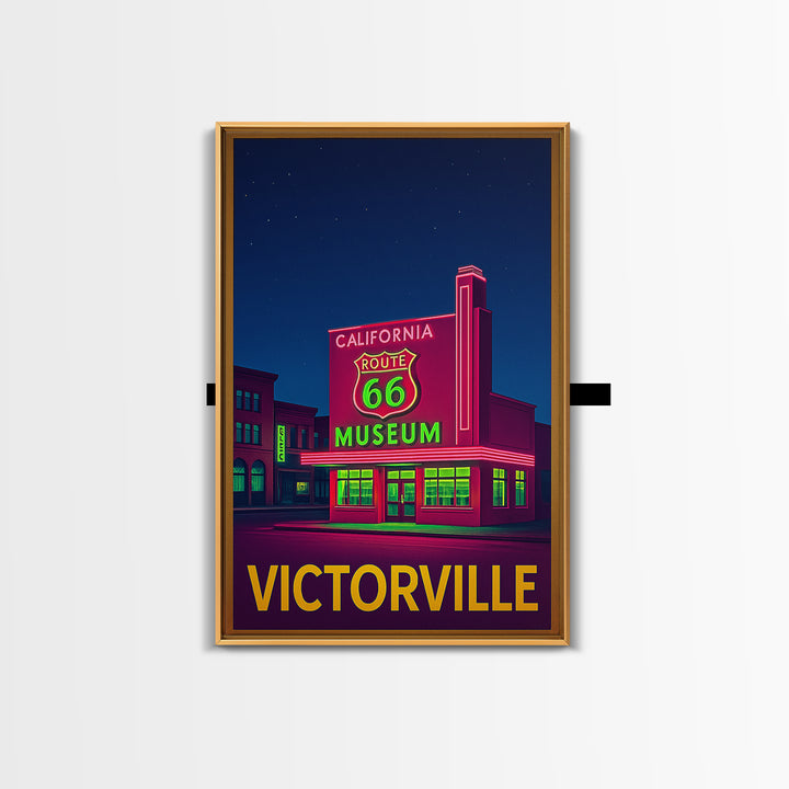 Victorville California Travel Poster, Canvas Print, Retro Neon Travel Art, Victorville City Art, Fine Art Print, Wall Decor, Travel Art