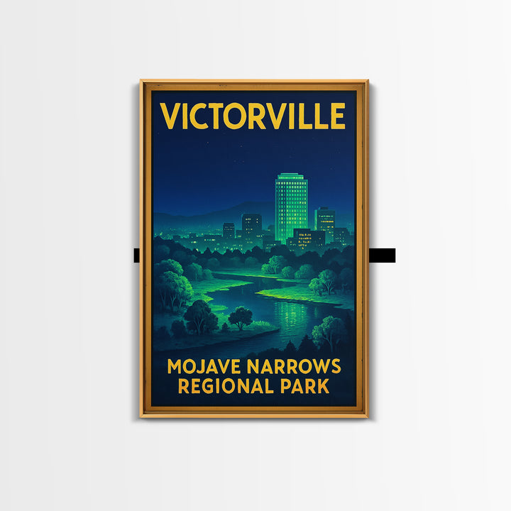 Victorville Travel Poster, Framed Canvas Print, Cyberpunk Style City Art, Victorville Wall Art, Eclectic Wall Decor, Wanderlust Decor
