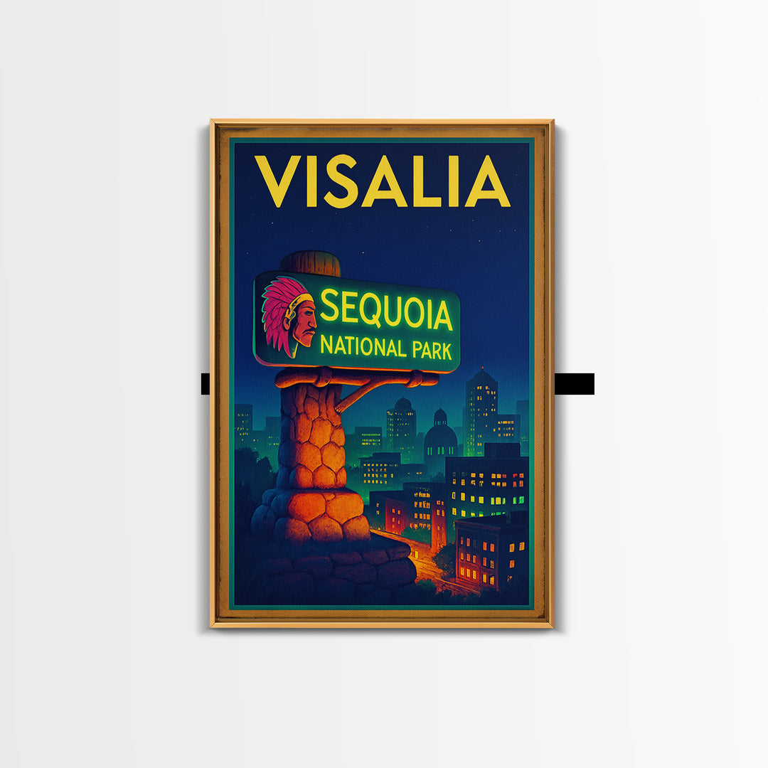 Visalia Travel Poster, Canvas Print, Cyberpunk Style City Art, Visalia Wall Art, City Travel Prints, Home Office Decor, City Art Print