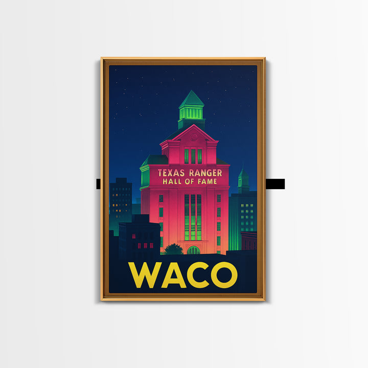 Waco Texas Travel Poster, Canvas Print, Cyberpunk Style City Art, Waco Travel Art, Travel Wall Art, City Art Print, Home Office Decor