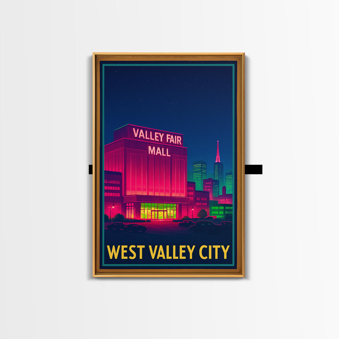 West Valley City Utah Travel Poster, Canvas Print, Cyberpunk Style City Art, West Valley City Poster Print, Poster Art, Travel Wall Art