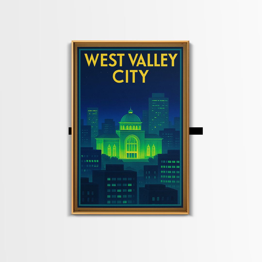 West Valley City Travel Poster, Canvas Print, Cyberpunk Style City Art, West Valley City City Art, Travel Poster Set, Eclectic Wall Decor