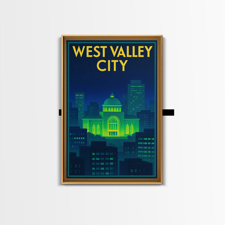 West Valley City Travel Poster, Canvas Print, Cyberpunk Style City Art, West Valley City City Art, Travel Poster Set, Eclectic Wall Decor