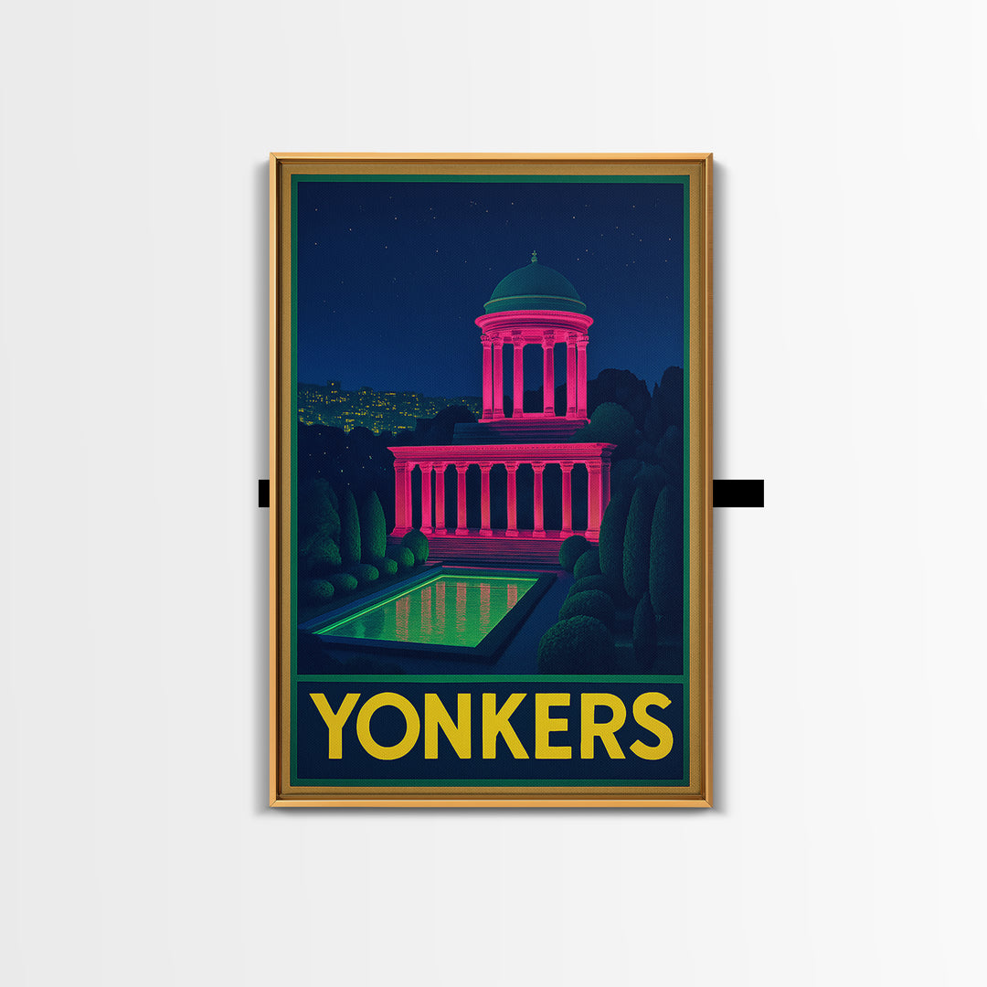 Yonkers New York Travel Poster, Canvas Print, Neon Skyline Art Wall Art, Yonkers City Art, Poster Art, Fine Art Print, Vintage Travel Art