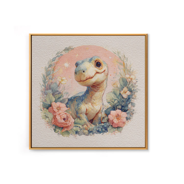 Tiny Dinosaur with Friendly Expression Canvas Print, Nursery Art, Nursery Prints, Nursery Decor, Oil Painting, Nursery, NUR-1x1-15