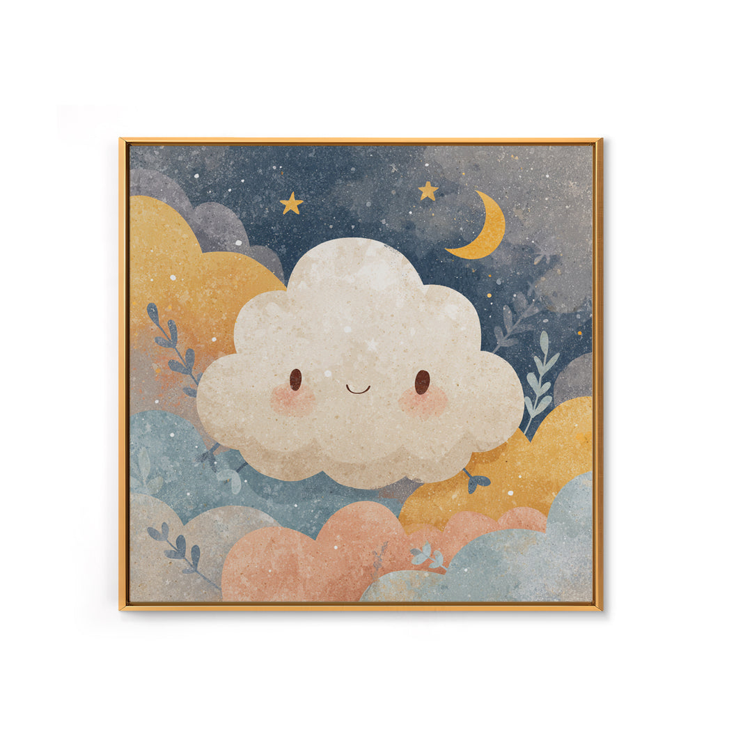 Moon and Stars Framed Canvas Print, Nursery Art, Girl Nursery Decor, Nursery Decor, Fine Art, Nursery, Kids Room Art, NUR-1x1-27