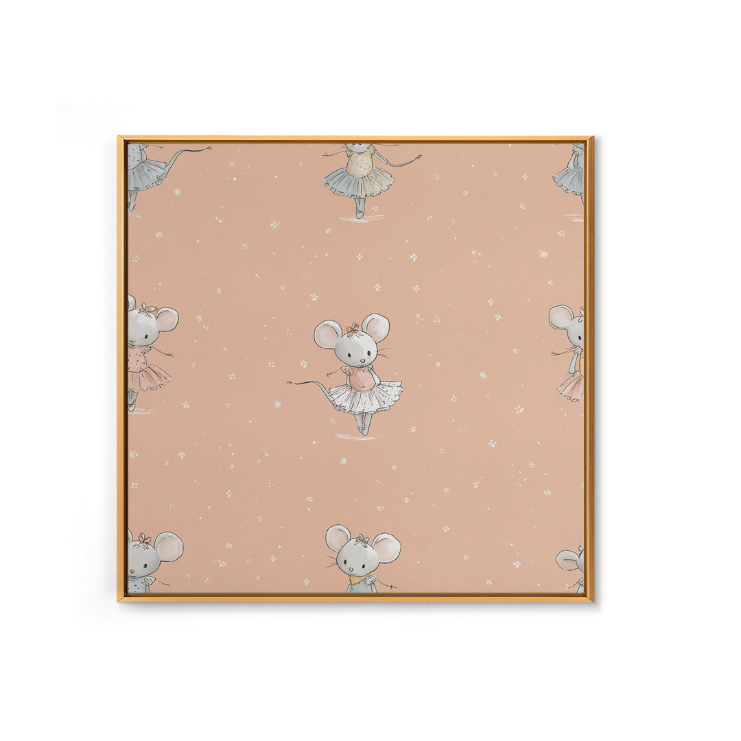 Ballet Mouse in Storybook Style Framed Canvas Print, Nursery Art, Nursery Wall Decor, Nursery Decor, Fine Art, Nursery, NUR-1x1-44