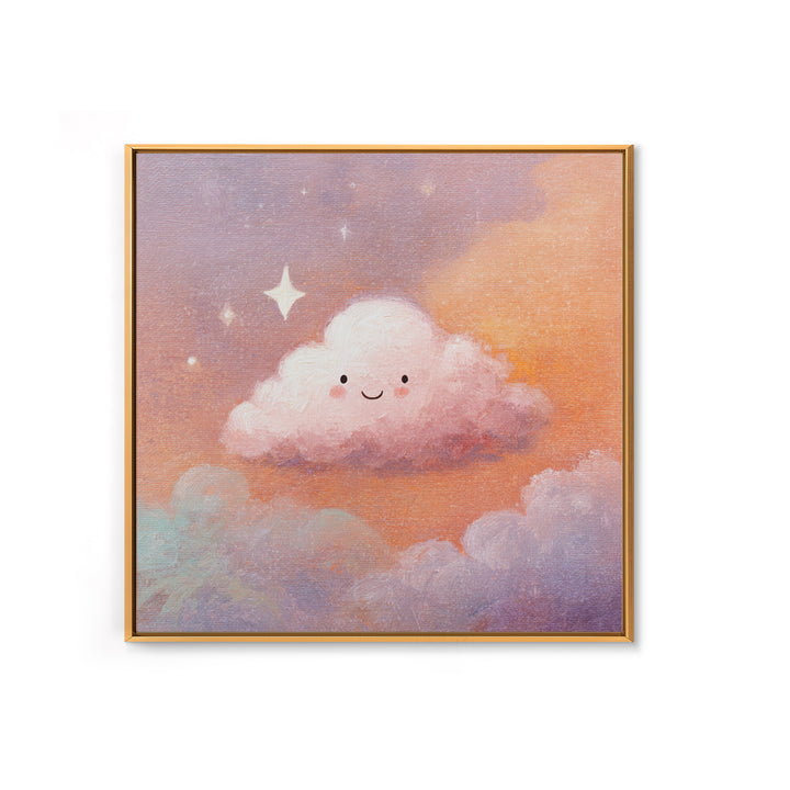 Moon and Stars Framed Canvas Print, Nursery Art, Dinosaur Wall Art, Nursery Decor, Oil Painting, Nursery, Room Decor, NUR-1x1-51
