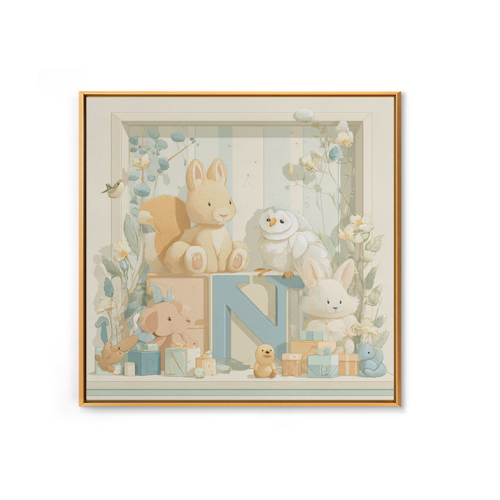 Animal Alphabet Scene Without Readable Letters Canvas Print, Nursery Art, Woodland Nursery Art, Nursery Decor, Nursery, NUR-1x1-59