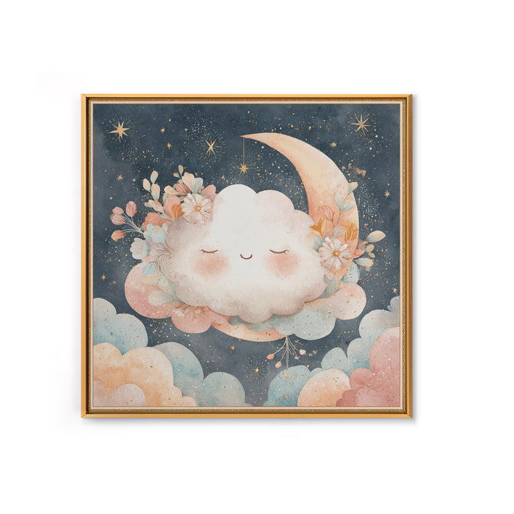 Moon and Stars Canvas Print, Nursery Art, Neutral Decor, Nursery Decor, Fine Art, Nursery, Wall Decor, Art Print, Digital Art, NUR-1x1-75