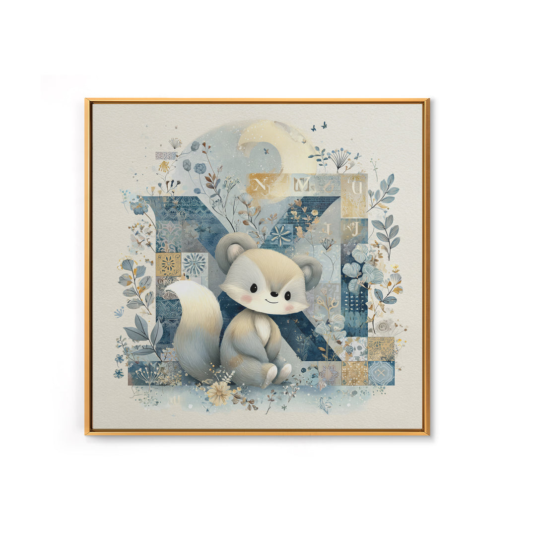 Animal Alphabet Scene Without Readable Letters Framed Canvas Print, Nursery Art, Fine Art Print, Nursery Decor, Nursery, NUR-1x1-83