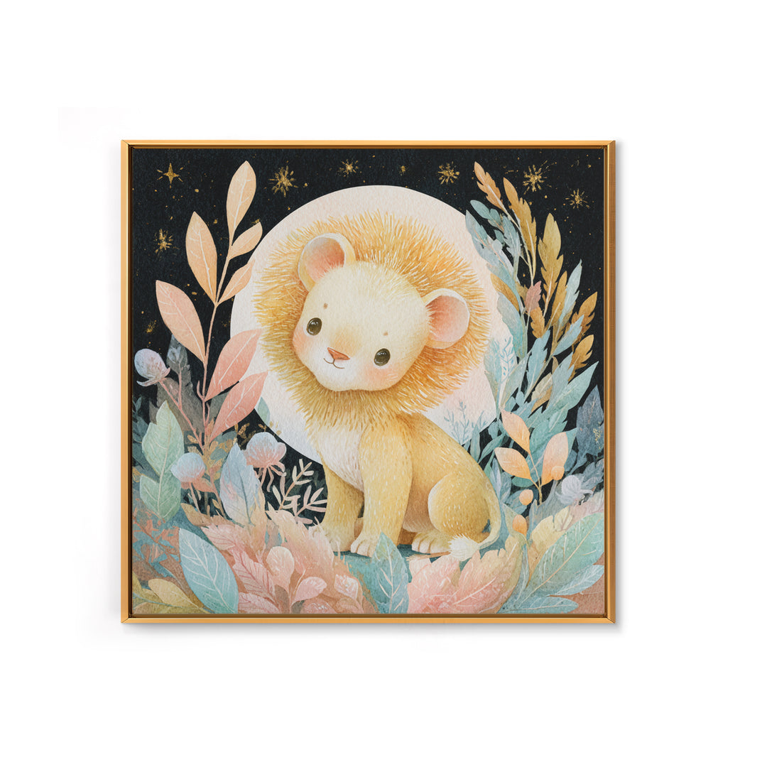 Lion Cub with Soft Golden Mane Canvas Print, Nursery Art, Woodland Nursery Art, Nursery Decor, Fine Art, Nursery, NUR-1x1-9