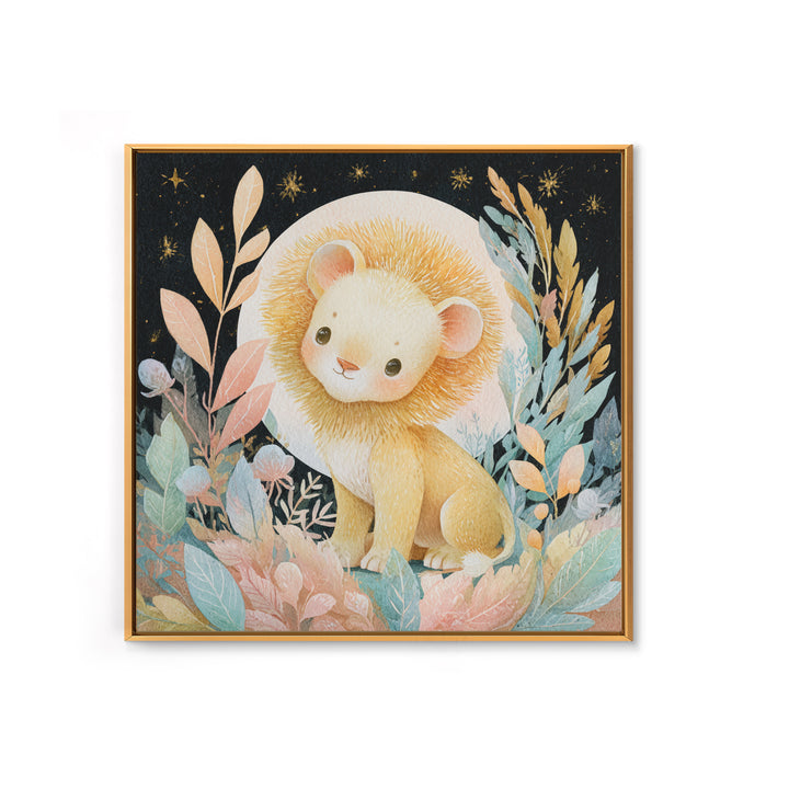 Lion Cub with Soft Golden Mane Canvas Print, Nursery Art, Woodland Nursery Art, Nursery Decor, Fine Art, Nursery, NUR-1x1-9