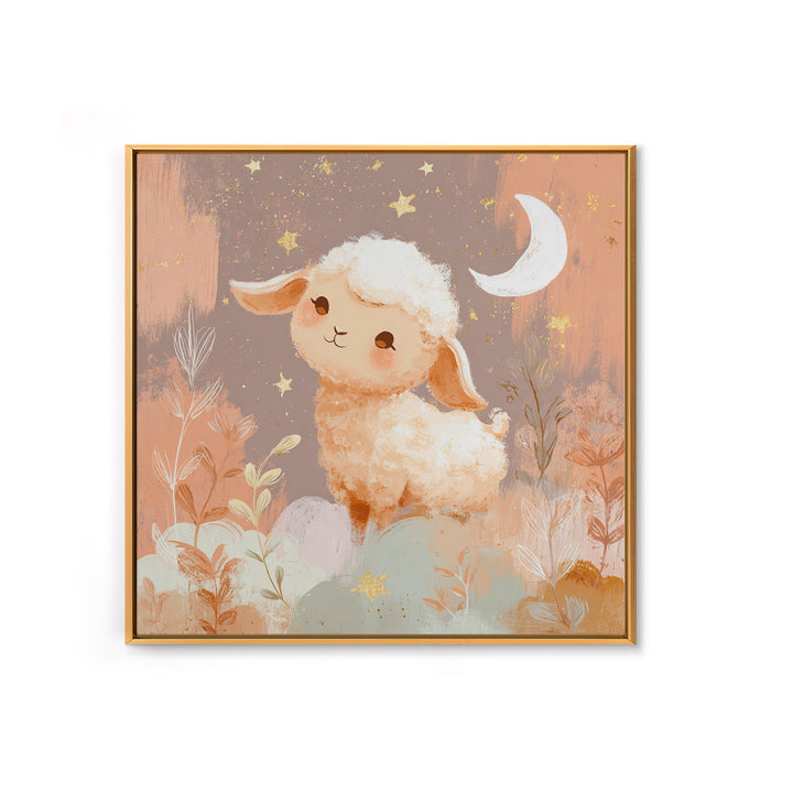 Little Lamb under a Starry Sky Canvas Print, Nursery Art, Boho Decor, Nursery Decor, Fine Art, Nursery, Wall Hangings, NUR-1x1-91