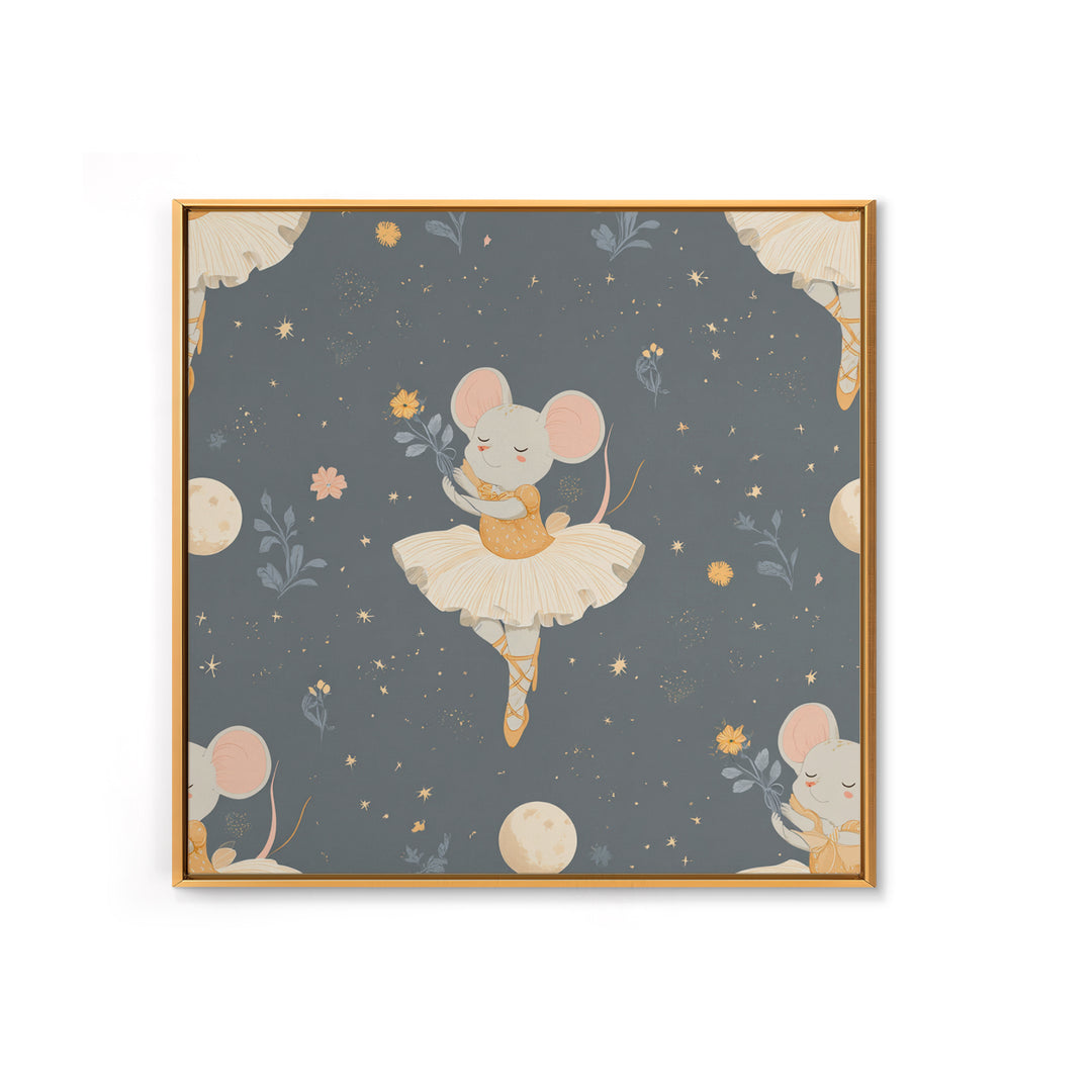 Ballet Mouse in Storybook Style Canvas Print, Nursery Art, Kids Room Art, Nursery Decor, Fine Art, Nursery, Textured Painting, NUR-1x1-92