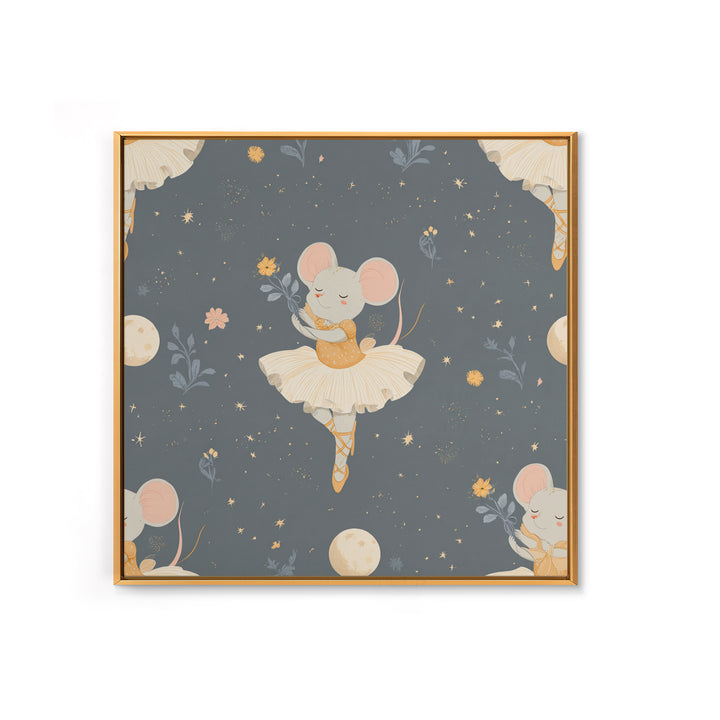 Ballet Mouse in Storybook Style Canvas Print, Nursery Art, Kids Room Art, Nursery Decor, Fine Art, Nursery, Textured Painting, NUR-1x1-92