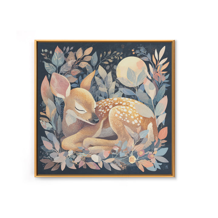 Deer Fawn Sleeping Canvas Print, Nursery Art, Gallery Decor, Nursery Decor, Fine Art, Nursery, Wall Art, Wall Decor, Art Print, NUR-1x1-95