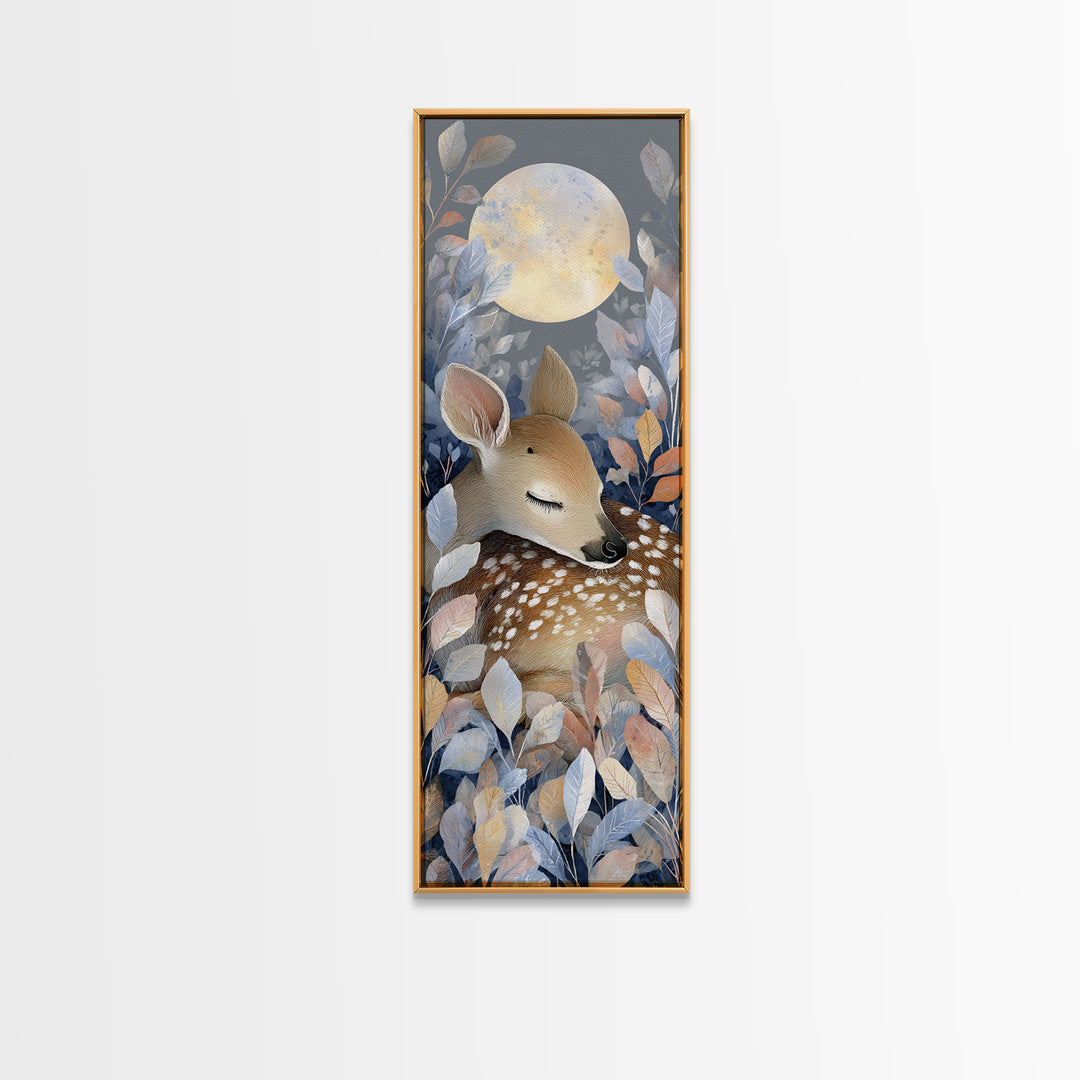 Deer Fawn Sleeping Canvas Print, Nursery Art, Nursery Prints, Nursery Decor, Nursery, Kids Wall Decor, Kids Room Wall Art, NUR-1x3-11