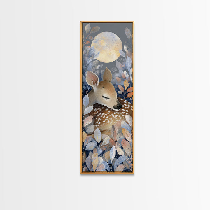 Deer Fawn Sleeping Canvas Print, Nursery Art, Nursery Prints, Nursery Decor, Nursery, Kids Wall Decor, Kids Room Wall Art, NUR-1x3-11