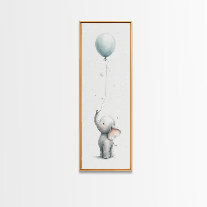 Sleepy Baby Elephant Holding a Tiny Balloon Canvas Print, Nursery Art, Fine Art Print, Nursery Decor, Fine Art, Nursery, NUR-1x3-13