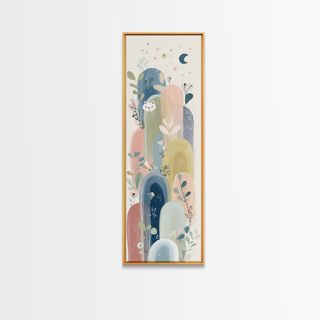 Rainbow Arch with Muted Nursery Colors Framed Canvas Print, Nursery Art, Art Print, Nursery Decor, Fine Art, Nursery, NUR-1x3-19